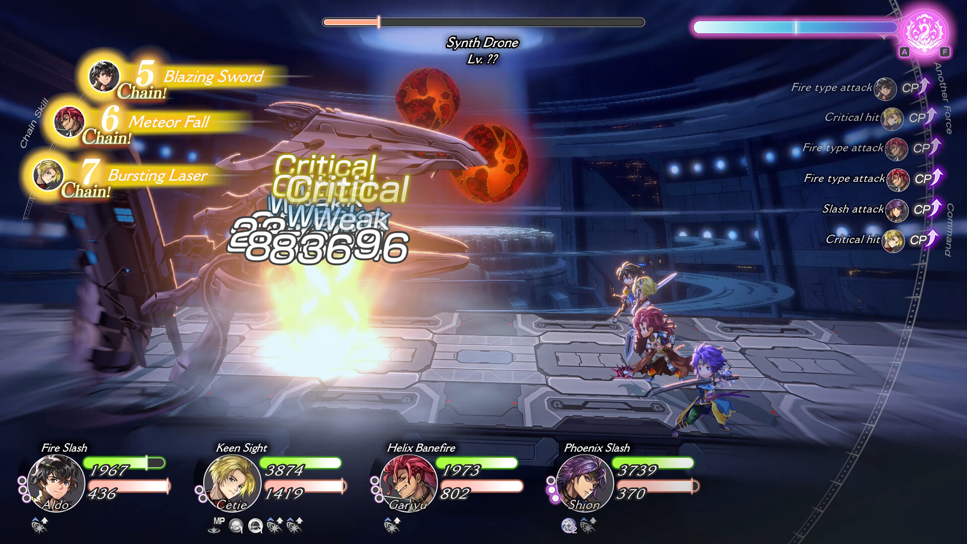 Combat screen showing the party facing an enemy